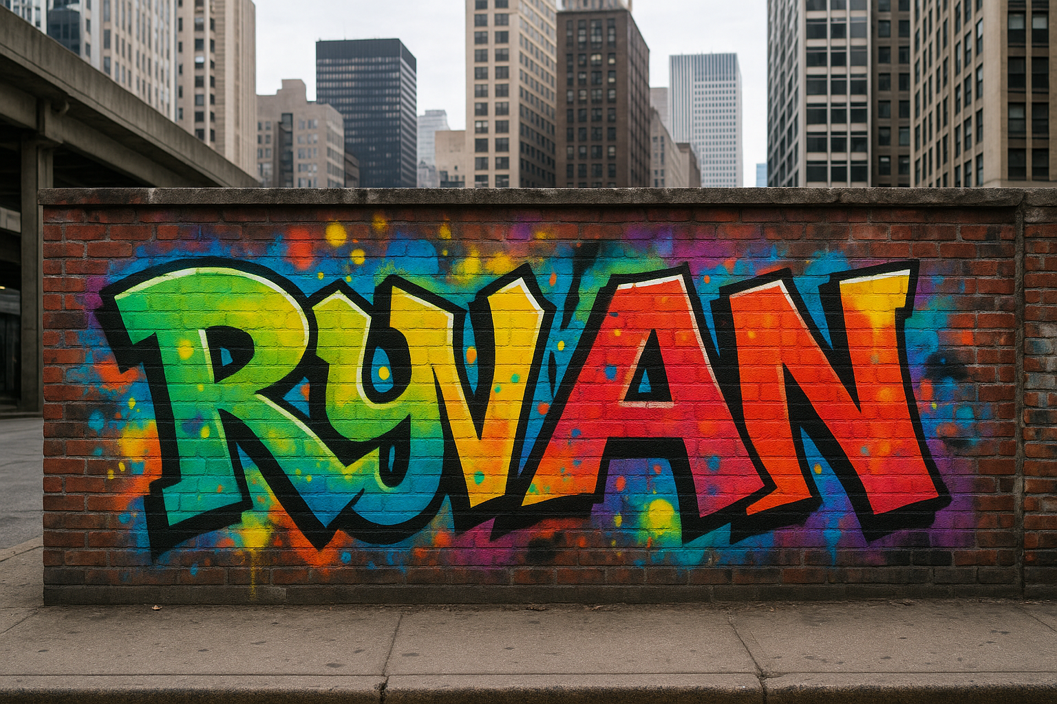 Ryvan graffiti på væg i storby